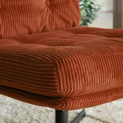 Fauteuil*alinea Chaise pivotante en velours côtelé et piétement en fer - brun rustrel Marron