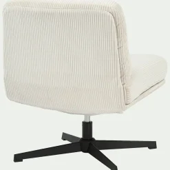 Fauteuil*alinea Chaise pivotante en velours côtelé et piétement en fer - Beige