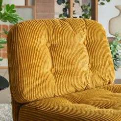 Fauteuil*alinea Chaise pivotante en velours côtelé et piétement en fer - argan Jaune