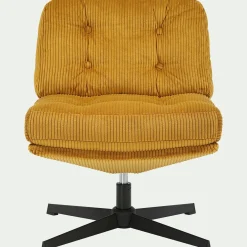 Fauteuil*alinea Chaise pivotante en velours côtelé et piétement en fer - argan Jaune