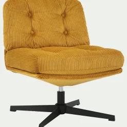 Fauteuil*alinea Chaise pivotante en velours côtelé et piétement en fer - argan Jaune