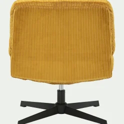Fauteuil*alinea Chaise pivotante en velours côtelé et piétement en fer - argan Jaune