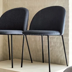 Chaise De Salle À Manger*alinea Chaise ronde en tissu - céou Bleu