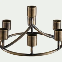 Bougie Et Photophore De Noël*alinea Chandelier 7 bougies en fer D18cm - Doré