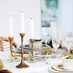 Décoration De La Table De Noël|Bougie Et Photophore De Noël*alinea Chandelier à trois branches en laiton H20cm - Doré