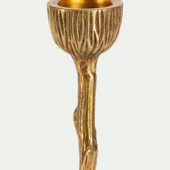 Bougie Et Photophore De Noël*alinea Chandelier effet bois en laiton H16cm - Doré