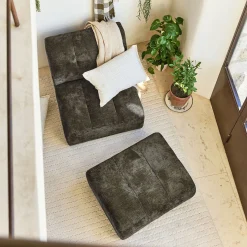 Pouf & Repose-Pieds*alinea Chauffeuse en tissu Eden - cèdre Vert