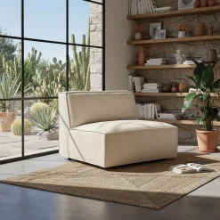 Fauteuil|Petit Canapé*alinea Chauffeuse en tissu tramé - Beige