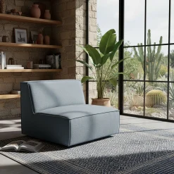 Fauteuil|Petit Canapé*alinea Chauffeuse en tissu tramé - Bleu