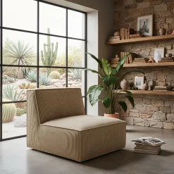 Fauteuil*alinea Chauffeuse en velours côtelé azores - Taupe