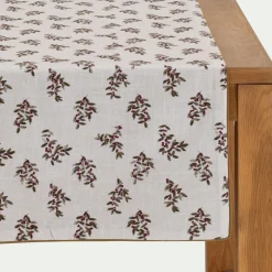 Chemin De Table|Nappe Et Serviette De Noël*alinea Chemin de table en coton motif floral 50x150cm - Blanc