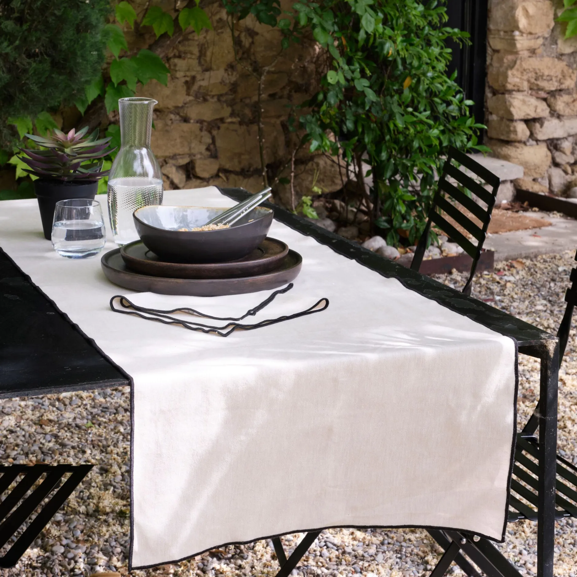 Chemin De Table|Nappe Et Serviette De Noël*alinea Chemin de table en coton finition point de bourdon 50x150cm - Beige