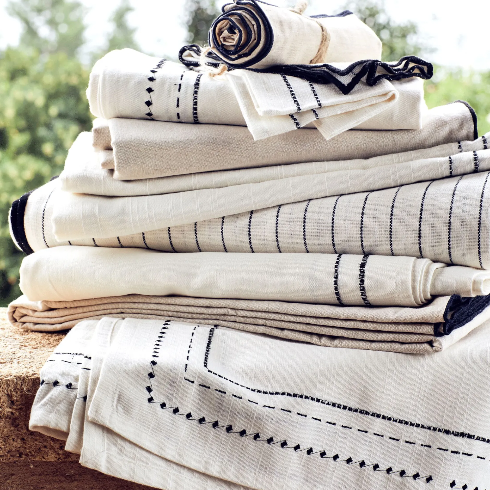 Chemin De Table|Nappe Et Serviette De Noël*alinea Chemin de table en coton finition point de bourdon 50x150cm - Beige