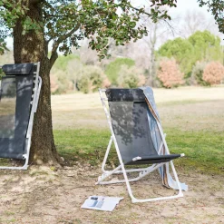 Chilienne*alinea Chilienne en acier et toile enduite 3 positions - gris ardoise