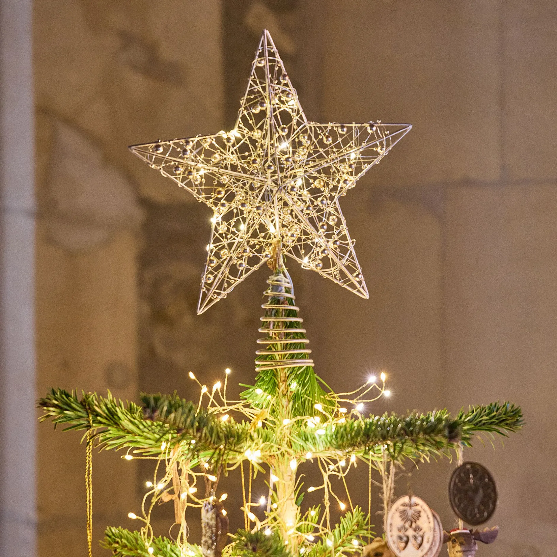 Suspension De Noël|Boule De Noël*alinea Cimier étoile lumineux H27cm - naturel Doré