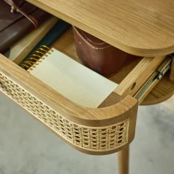 Meuble D'Entrée|Console*alinea Coiffeuse 2 tiroirs en chêne et rotin - Bois clair