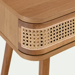 Meuble D'Entrée|Console*alinea Coiffeuse 2 tiroirs en chêne et rotin - Bois clair