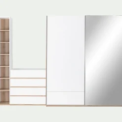 Dressing*alinea Colonne de rangement en bois effet chêne H235xL35cm - Blanc