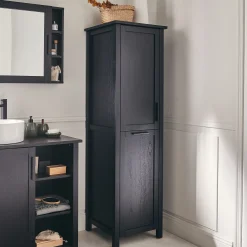 Colonne De Salle De Bain*alinea Colonne de salle de bain en bois de cèdre - H171cm Noir