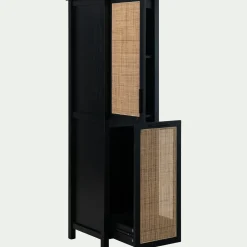 Colonne De Salle De Bain*alinea Colonne de salle de bain en bois de cèdre et cannage - H171cm Noir