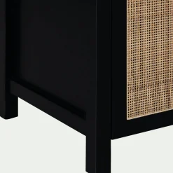 Colonne De Salle De Bain*alinea Colonne de salle de bain en bois de cèdre et cannage - H171cm Noir