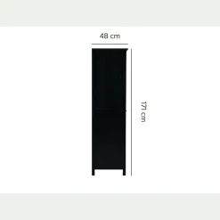 Colonne De Salle De Bain*alinea Colonne de salle de bain en bois de cèdre et cannage - H171cm Noir