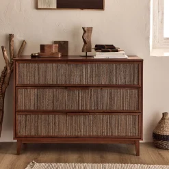 Commode & Chiffonnier*alinea Commode 3 tiroirs en acajou L120cm - Bois foncé