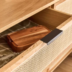 Commode & Chiffonnier*alinea Commode 6 tiroirs en bois et cannage - Bois clair