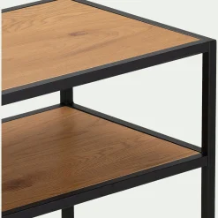 Console*alinea Console 3 plateaux en métal et effet chêne L120xP35xH79cm - Bois foncé