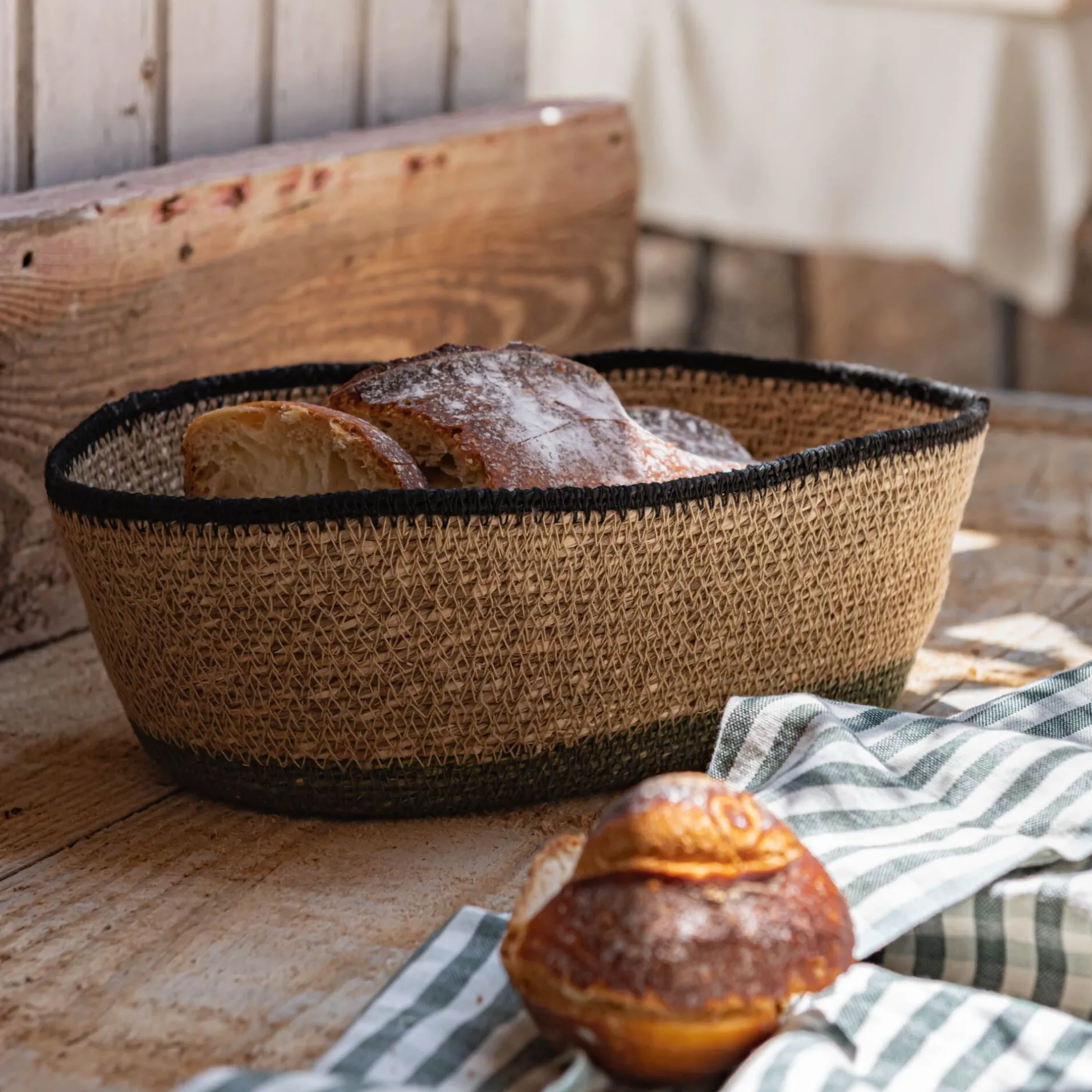 Vaisselle Petit Déjeuner*alinea Corbeille à pain en jonc de mer L30cm - Naturel