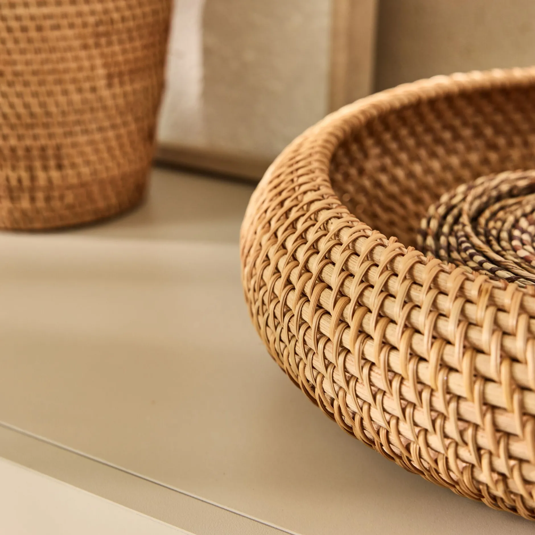 Décoration À Poser*alinea Coupe déco ronde en rotin D35cm - Naturel