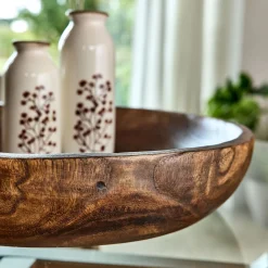 Décoration À Poser*alinea Coupe décorative en bois de paulownia D45cm - bois foncé Naturel