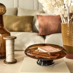 Décoration À Poser*alinea Coupe décorative sur pied en verre D26cm - brun rustrel Marron