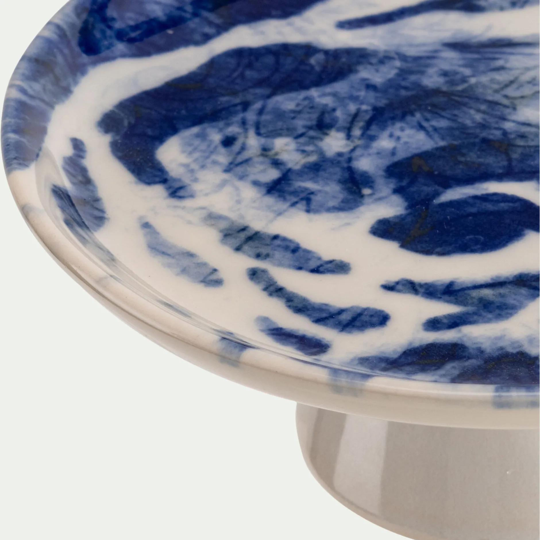 Décoration À Poser*alinea Coupe décorative sur pied en grès D16,5cm - Bleu