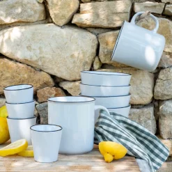 Vaisselle Petit Déjeuner|Coupelle*alinea Coupelle en grès avec liseré noir D13cm - Blanc