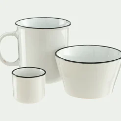 Vaisselle Petit Déjeuner|Coupelle*alinea Coupelle en grès avec liseré noir D13cm - Blanc