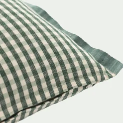 Coussin*alinea Coussin à carreaux en coton finition volant 30x50cm - Bleu