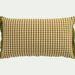 Coussin*alinea Coussin à carreaux en coton finition volant 30x50cm - Marron