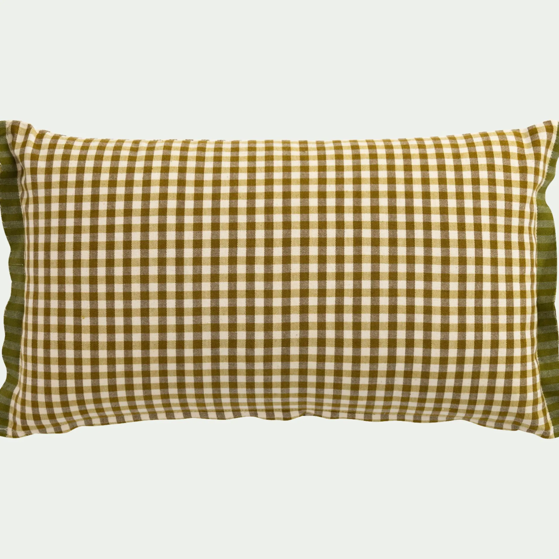 Coussin*alinea Coussin à carreaux en coton finition volant 30x50cm - Marron