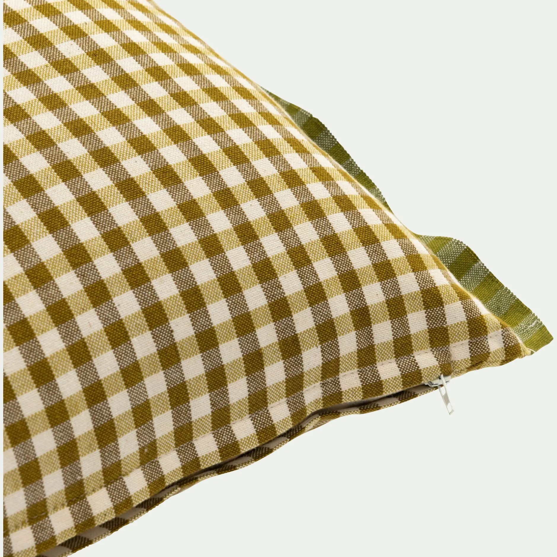 Coussin*alinea Coussin à carreaux en coton finition volant 30x50cm - Marron