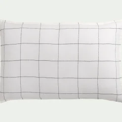 Coussin*alinea Coussin à carreaux en lin 40x60cm - Blanc