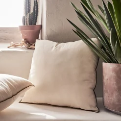 Coussin*alinea Coussin à liseré en coton - 45x45cm Beige