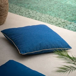 Coussin Exterieur*alinea Coussin à passepoil en tissu 70x70cm - Bleu marine