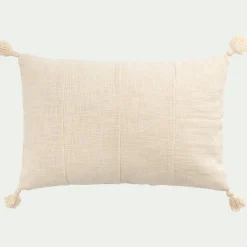 Coussin*alinea Coussin à pompons en coton 40x60cm - Blanc