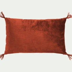 Coussin*alinea Coussin à pompons en velours 30x50cm - brun rustrel Marron