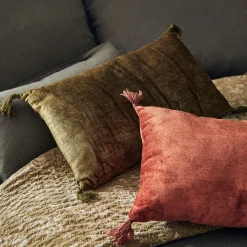 Coussin*alinea Coussin à pompons en velours 30x50cm - garrigue Vert