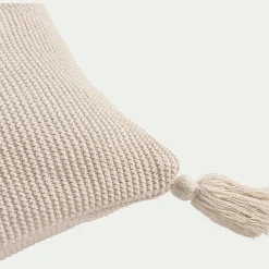 Coussin*alinea Coussin à pompons tricoté en coton 35x50cm - roucas Beige