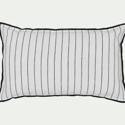 Coussin*alinea Coussin à rayures brodées en coton 30x50cm - noir et Blanc