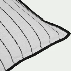 Coussin*alinea Coussin à rayures brodées en coton 45x45cm - noir et Blanc