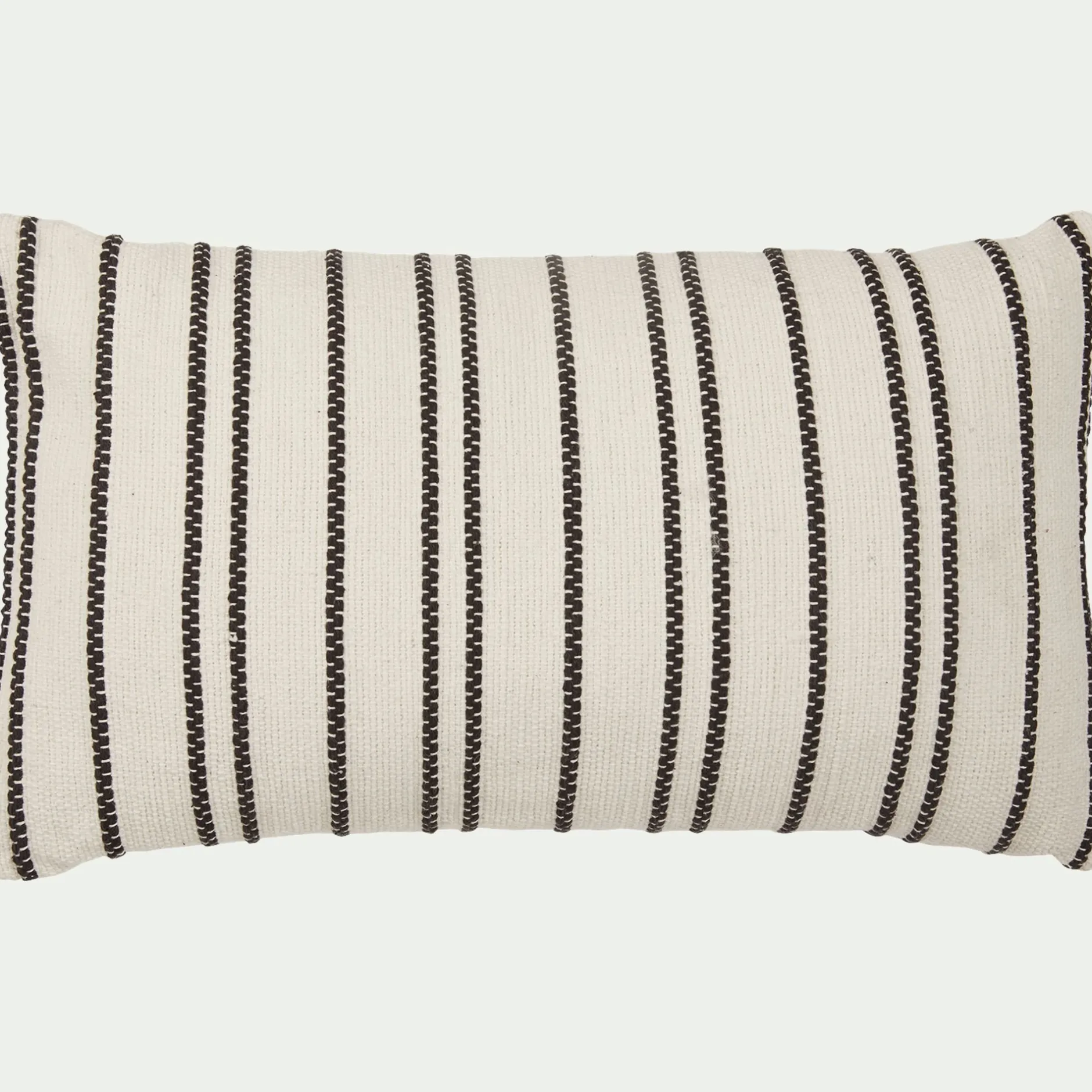 Coussin*alinea Coussin à rayures brodées en coton 30x50cm - noir et écru Blanc
